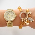 Reloj dorado strass + Pulsera strass niña Reloj dorado strass + Pulsera strass niña