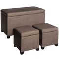 Set 3 Arcones en Madera y Tejido de Algodón 40 x 76 x 45 cm Set 3 Arcones en Madera y Tejido de Algodón 40 x 76 x 45 cm