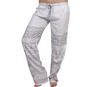 Pantalon Pijama Blanco y Gris con Detalles Rosa Palo