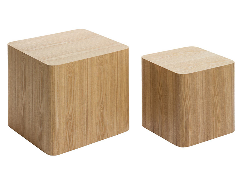 Set 2 Mesas Cubo en Madera de Fresno Natural 40 x 40 x 38 cm