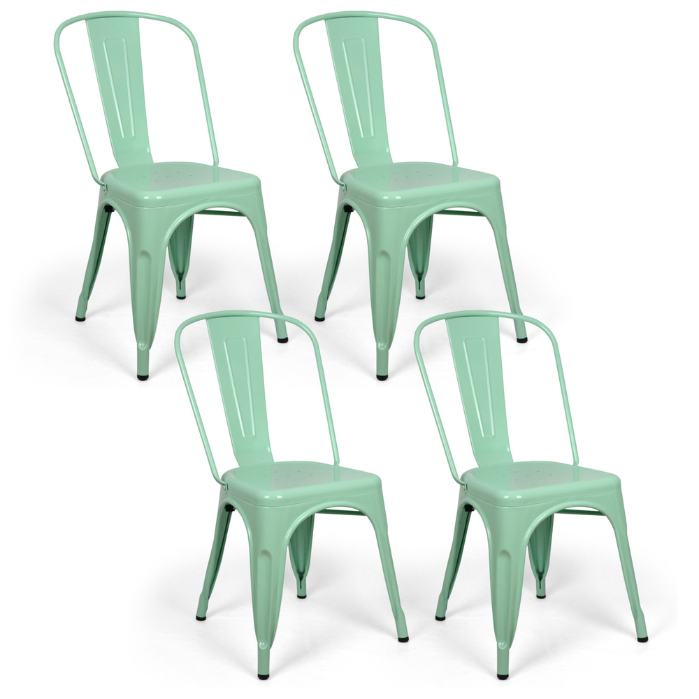 Pack 4Uds. Silla Tudix Industrial Vintage Con Brazos 49x50x74cm Verde Menta