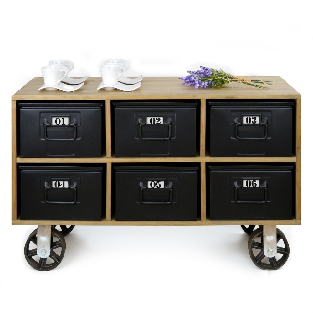 Mueble Norwich Estilo Industrial con 6 Cajones Metálicos