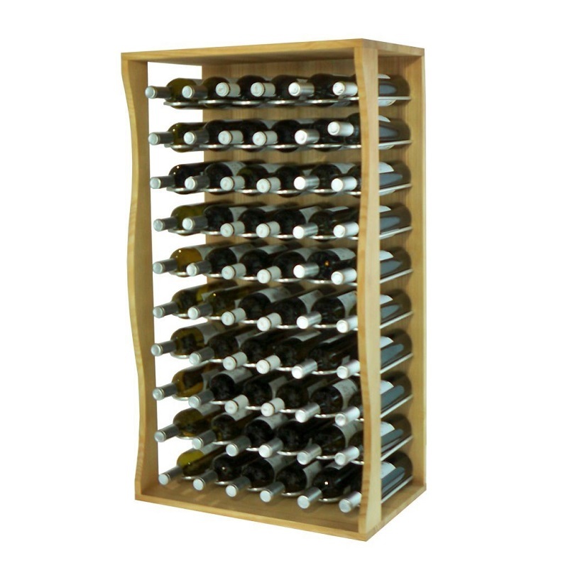 Botellero de pie en madera de pino para 60 botellas 