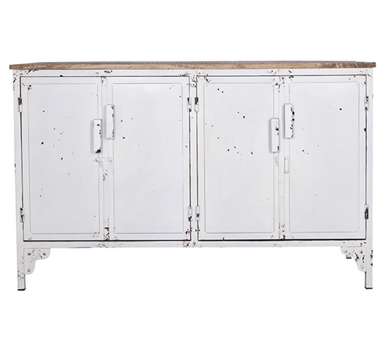 Aparador Industrial de Metal Blanco 4 Puertas Ref.SH016