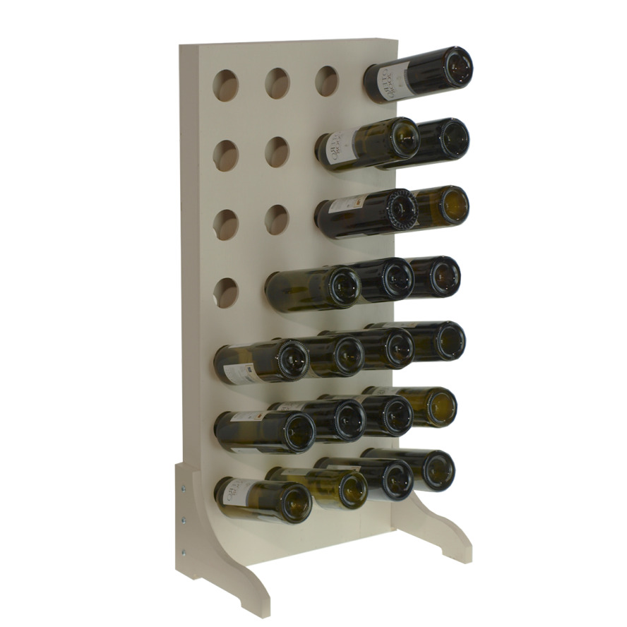 Botellero madera blanco de pie para 28 botellas EW4528
