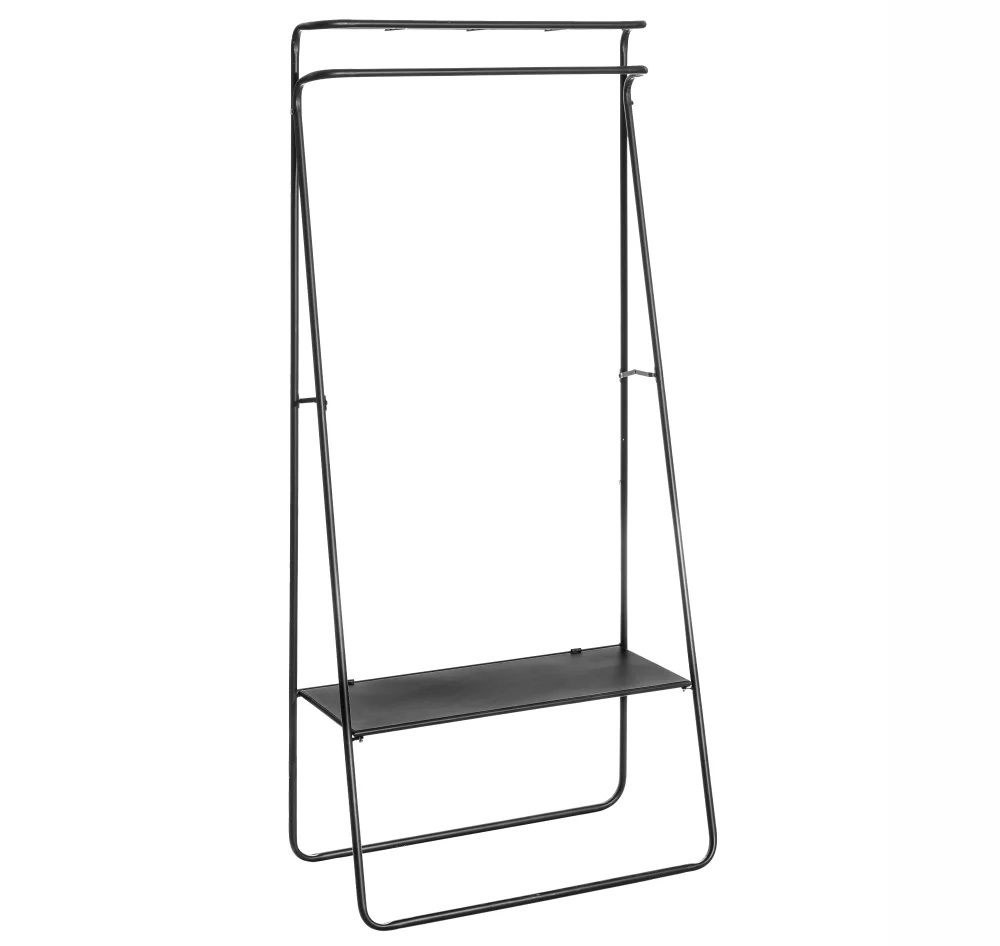 MAGIC SELECT Perchero Burro Independiente Con Barra Superior, 2 Baldas De Almacenamiento Inferior Y 7 Ganchos Laterales. Burro Ropa Resistente Con 4 Ruedas. Perchero Para Hogar (155x140cm