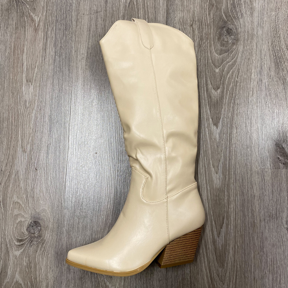 Bota Beige Alta Polipiel