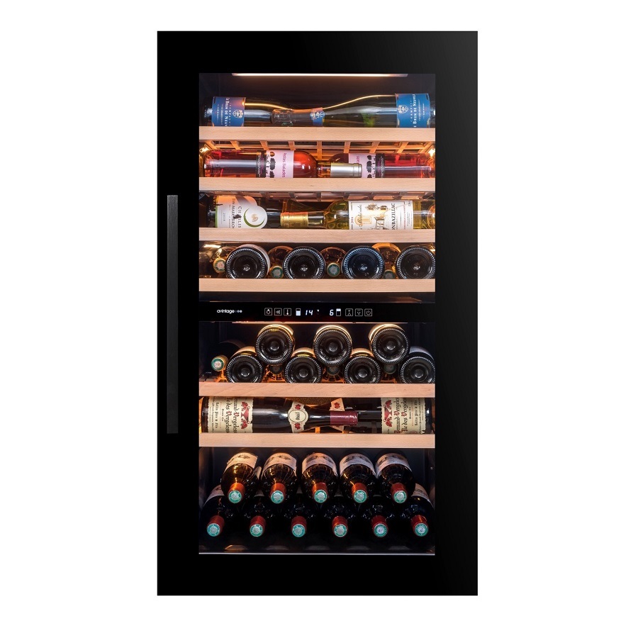 Vinoteca negra 76 botellas encastrable columna doble temperatura  Avintage AVI105G2
