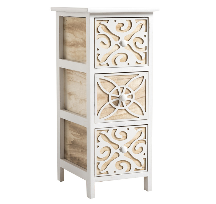Mueble auxiliar estrecho walfle de madera 3 cajones 32 x 26 x 63 cm