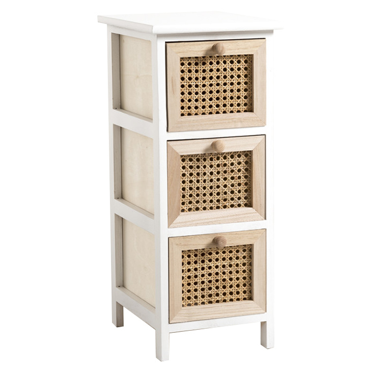 Mueble auxiliar estrecho neblan de madera 3 cajones 32 x 26 x 63 cm