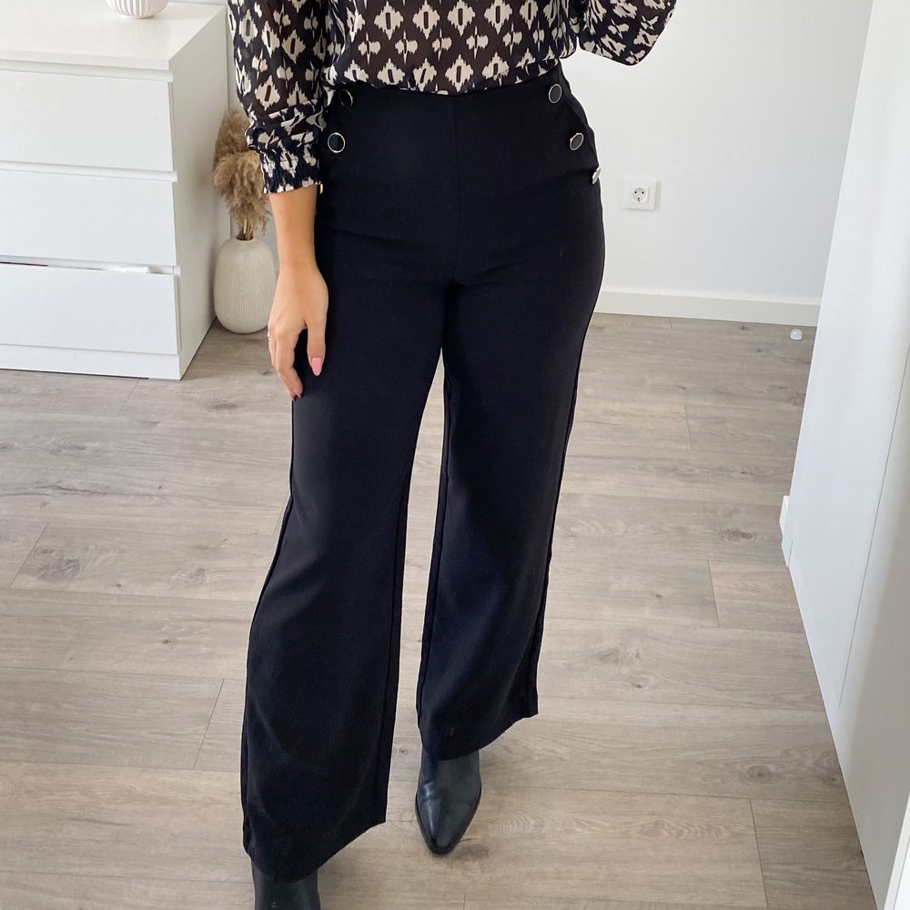 Pantalones Culotte Negros Bolsillos