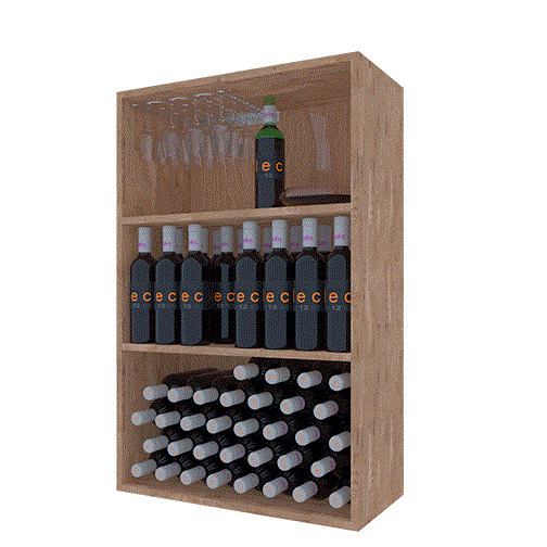 Botellero de madera de pino Expositor 96 botellas EX2523