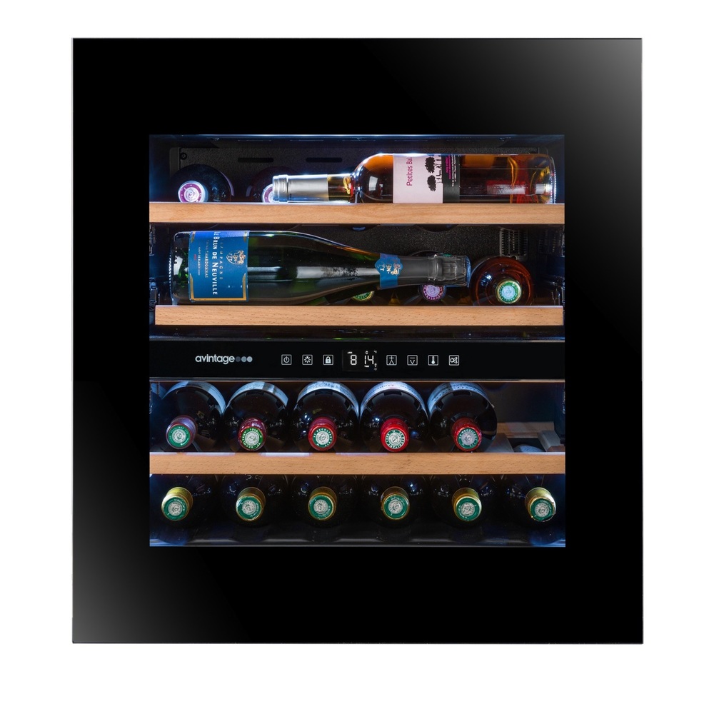 Vinoteca Negra encastrable en columna doble temperatura 24 botellas AVI60PLATINUM
