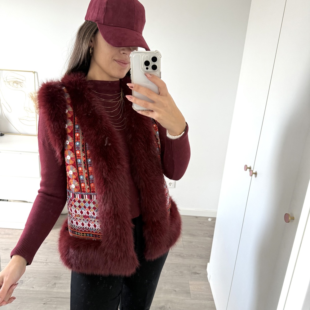 Chaleco Bordado granate