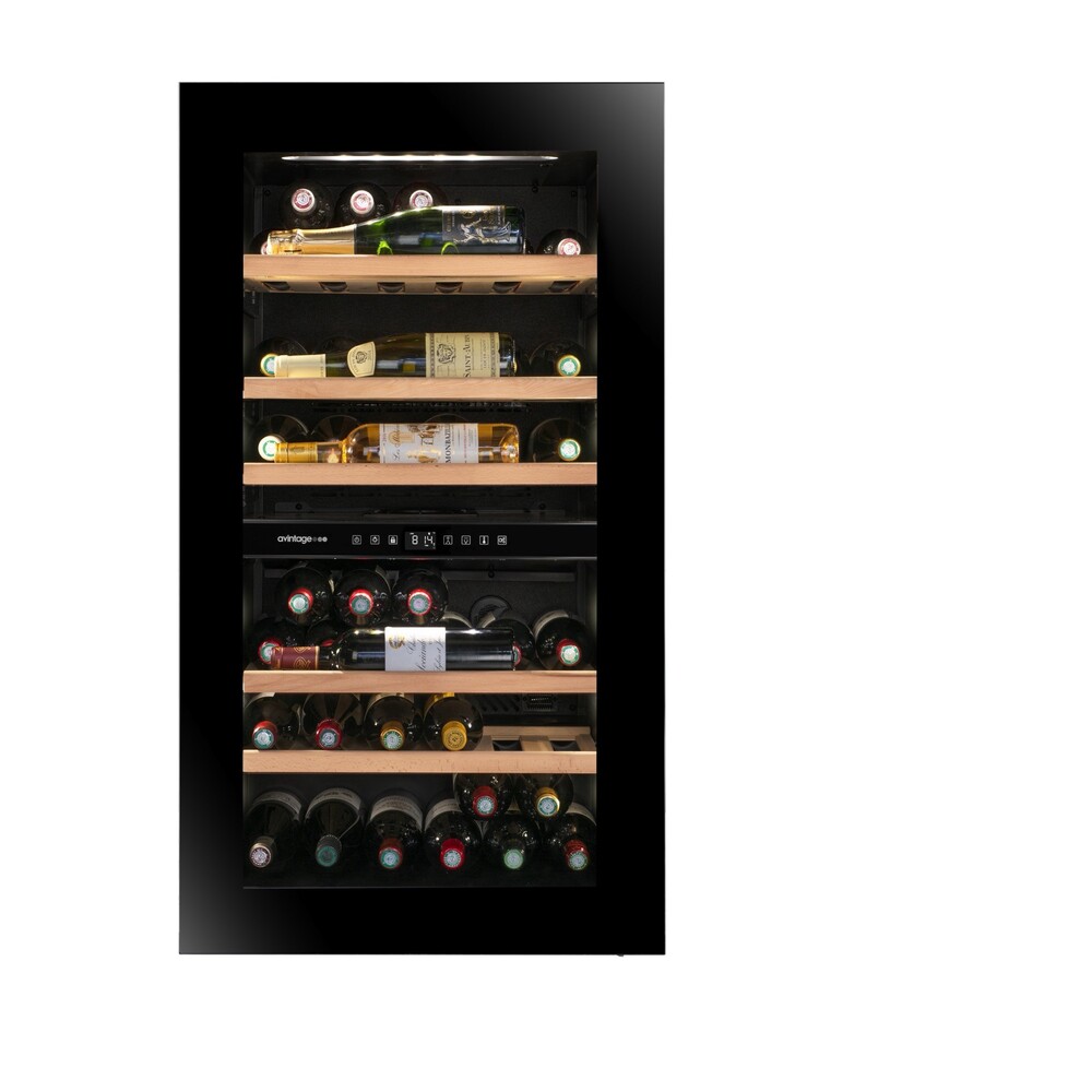 Vinoteca negra encastrable en columna 2 zonas temperatura 56 botellas Avintage AVI105PLATINUM  