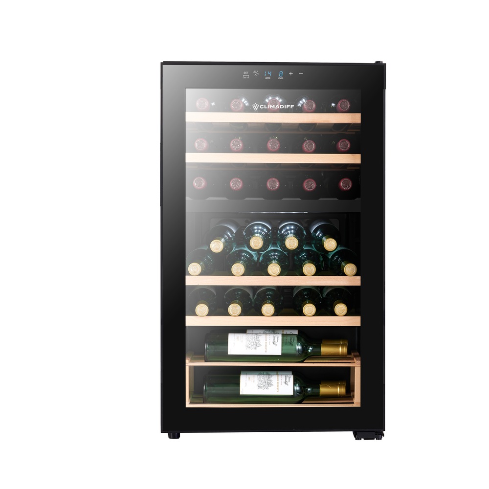 Vinoteca negra compresor  2 zonas temperatura 33 botellas Climadiff CEPAGE33DZ