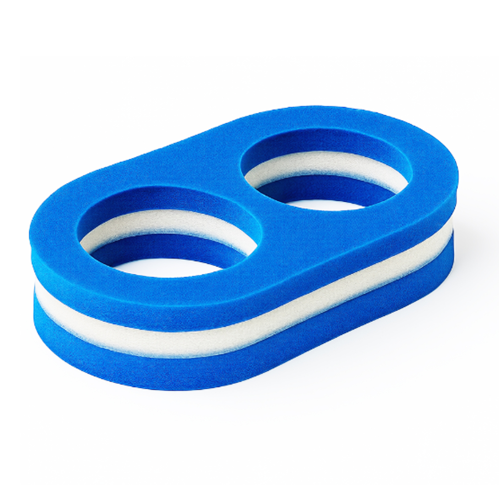 Conector Dúo para Churros de Piscina. Espuma Flexible. 2 Orificios para Unión en Paralelo. Unión para Churros Fritas