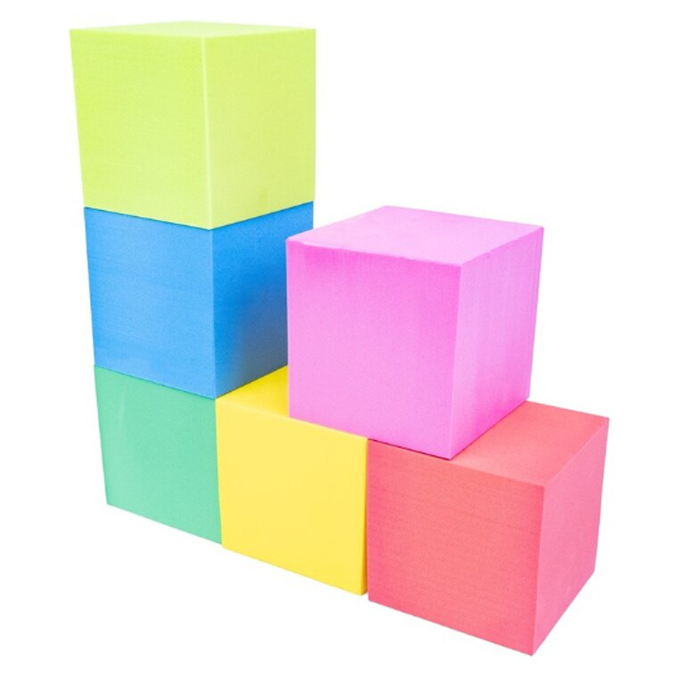 Lote de 6 Cubos Flotantes de Espuma EVA  9x9x9cm. Colores Surtidos. Material Profesional para Piscinas