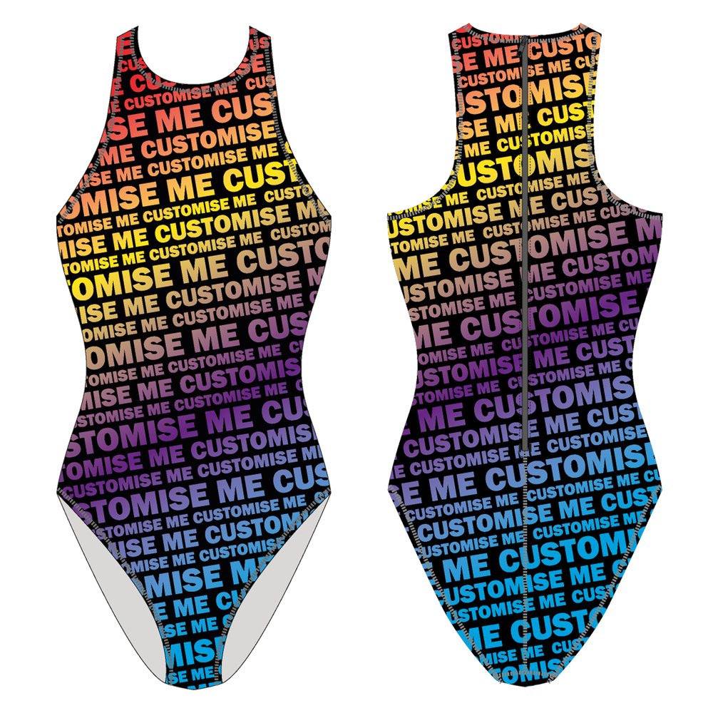 Mujer Traje de Competición Waterpolo Personalizable Lycra PBT MITI Speedline. Forro Frontal.