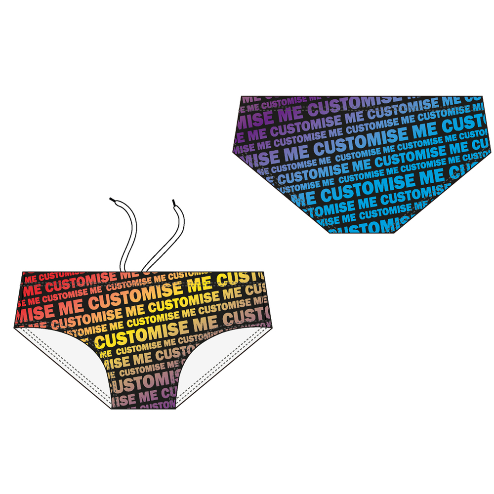 Hombre Slip de Competición Waterpolo 8 cm Personalizable Lycra PBT MITI Speedline. Forro Frontal y Trasero
