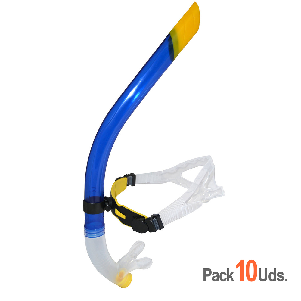 Pack 10Uds. Frontal Snorkel Senior Hidrodinámico con Boquilla de Silicona y Purga Unidireccional.