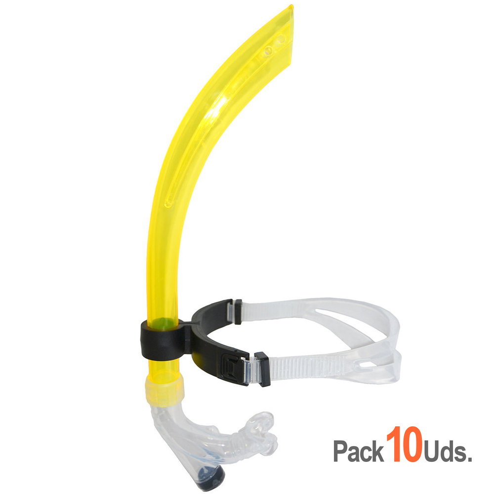 Pack 10Uds. Frontal Snorkel Junior Hidrodinámico con Boquilla de Silicona y Purga Unidireccional.
