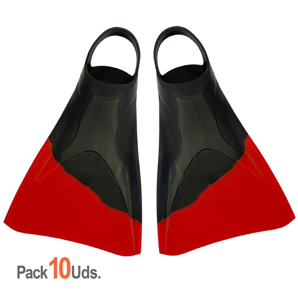 Pack 10 Uds. Aletas de Natación Open Fins Silicona Pala Corta. Tallas XS a XL