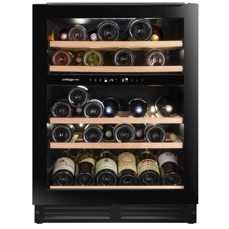 Vinoteca Negra integrable 2 zonas temperatura 44 botellas Avintage  AVU51D82