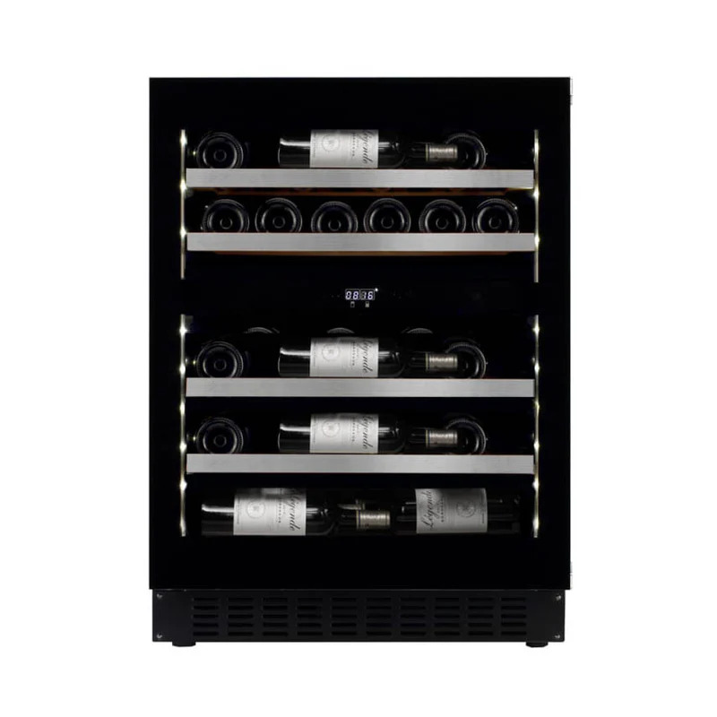 Vinoteca encastrable bajo encimera 31 botellas 2 zonas WineCave Exclusive 700 60D Fullglass Black Push/Pull 
