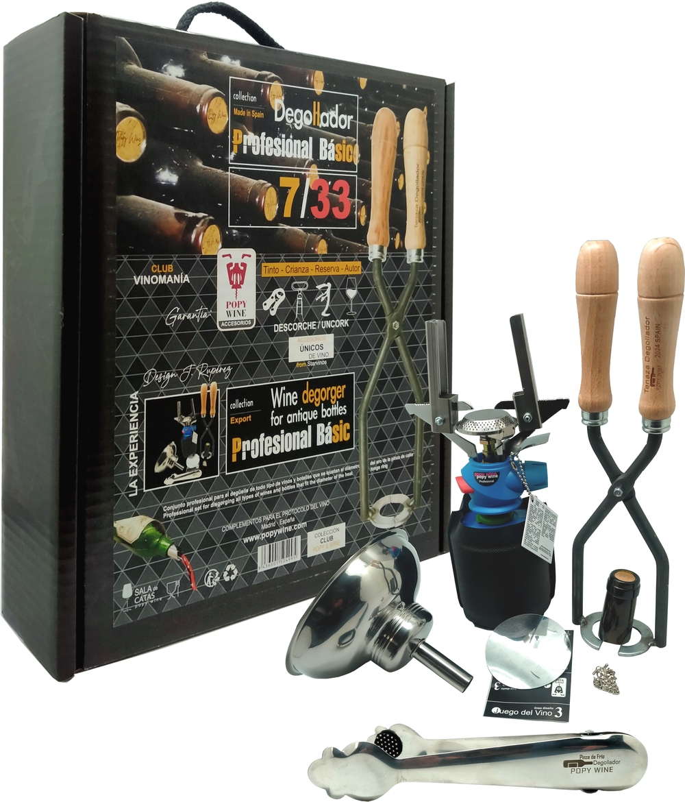 Degollador para corte de botellas de añadas antiguas evitando tener que sacar el corcho