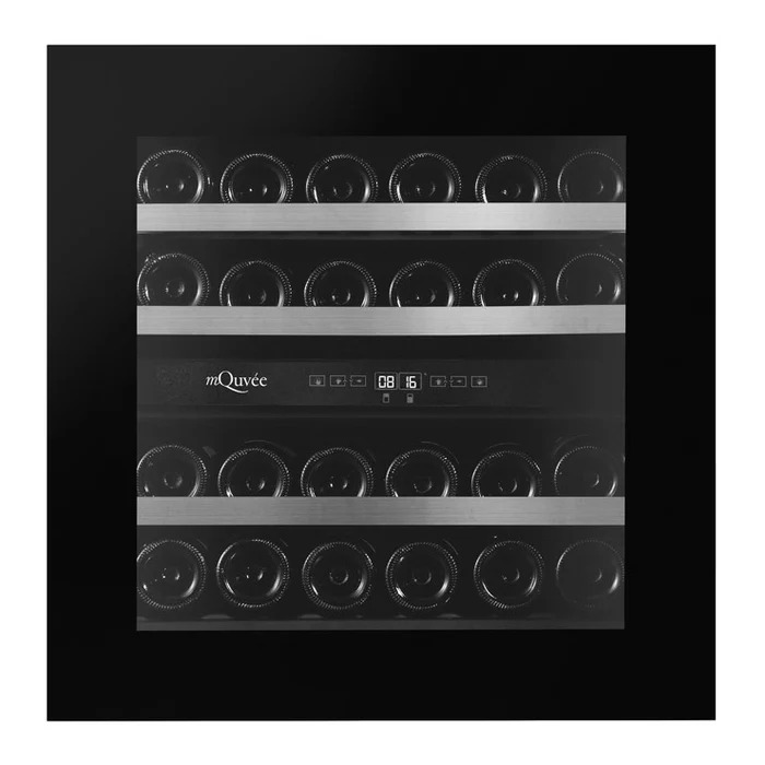 Vinoteca encastrable columna 2 zonas 25 botellas mQuvée WineKeeper 25D Push/Pull doble zona FullGlass Black