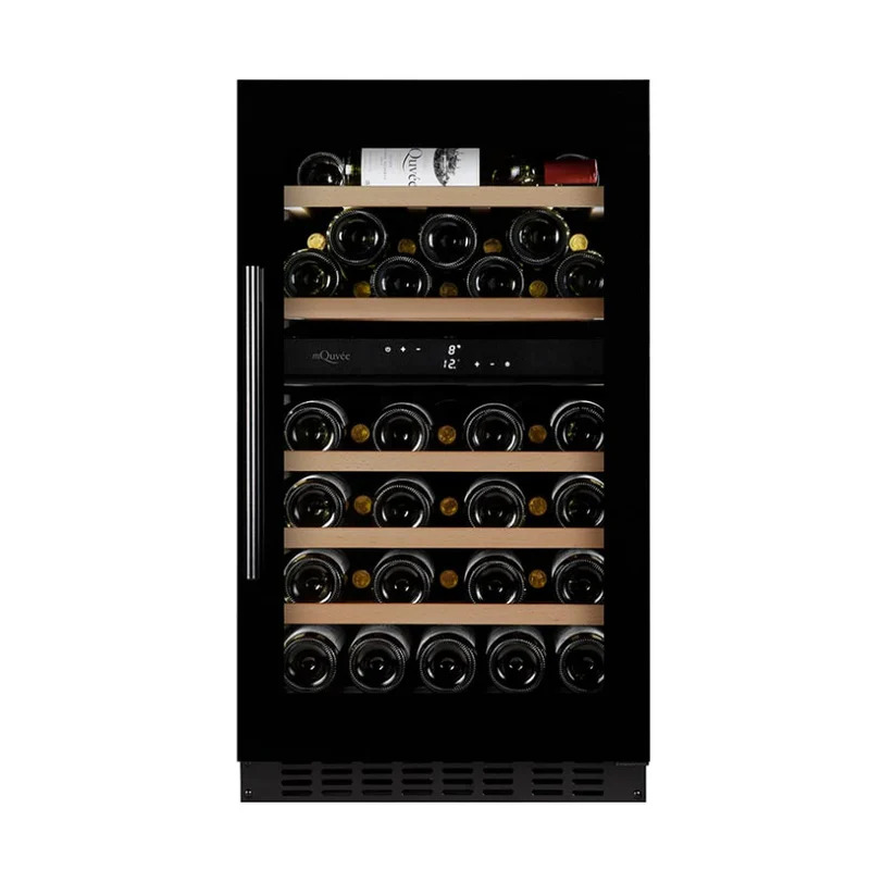 Vinoteca encastrable bajo encimera 46 botellas 2 zonas mQuvée WineCave 800 50D Fullglass Black 