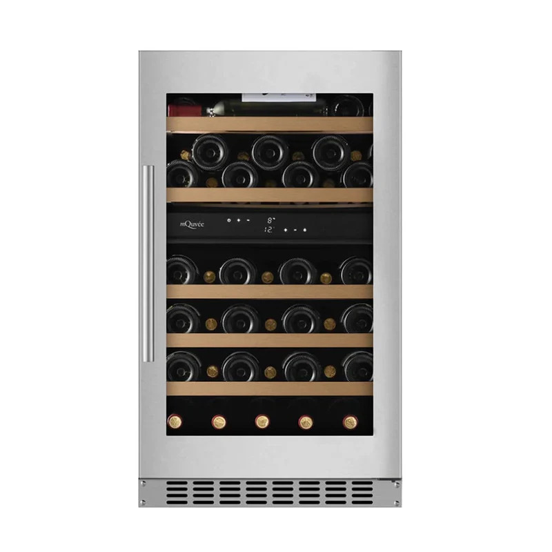 Vinoteca encastrable bajo encimera acero inox 46 botellas 2 zonas mQuvée WineCave 800 50D Fullglass Stainless 