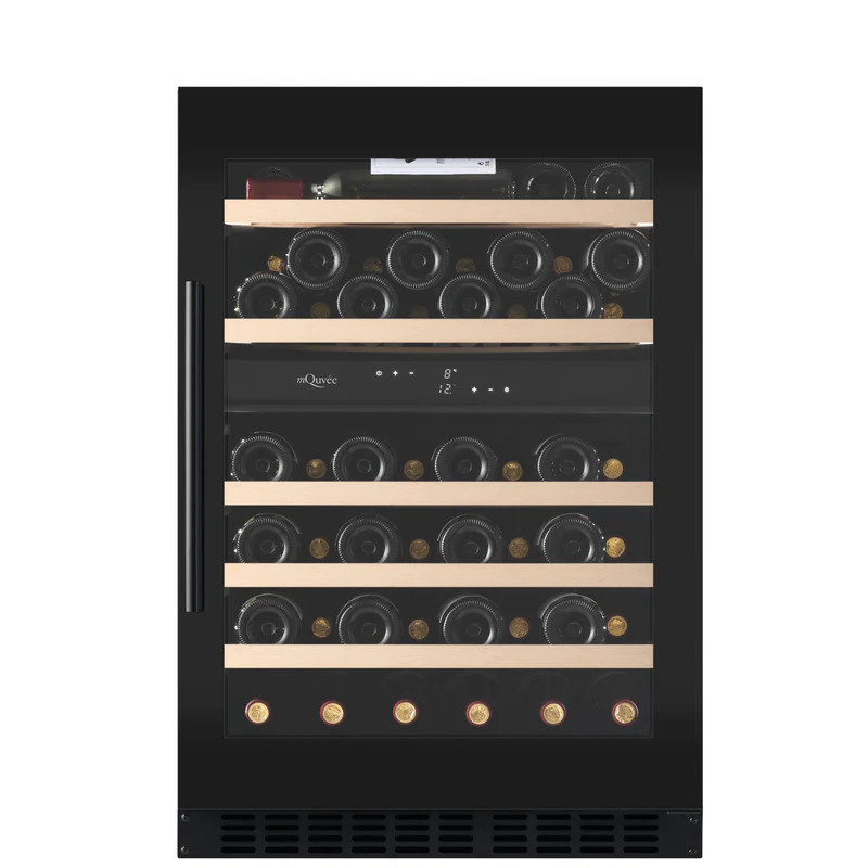 Vinoteca encastrable bajo encimera 53 botellas 2 zonas mQuvée WineCave 800 60D Fullglass Black