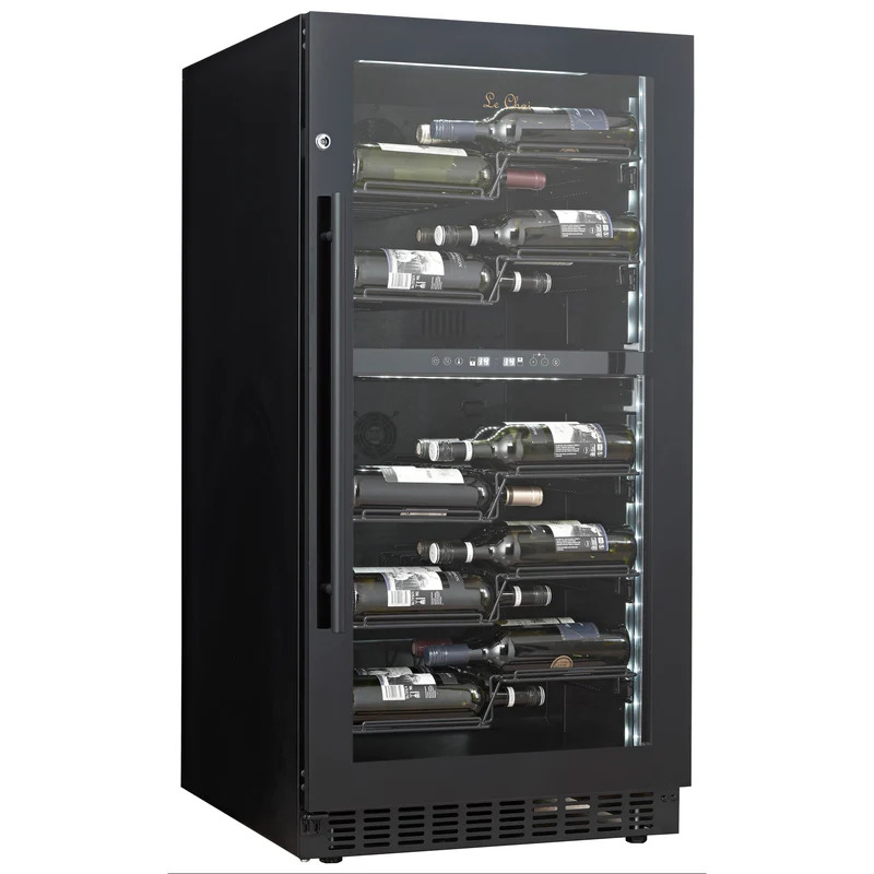 Vinoteca negra encastrable suelo gama alta 56 botellas 2 zonas Le Chai PRO560B 