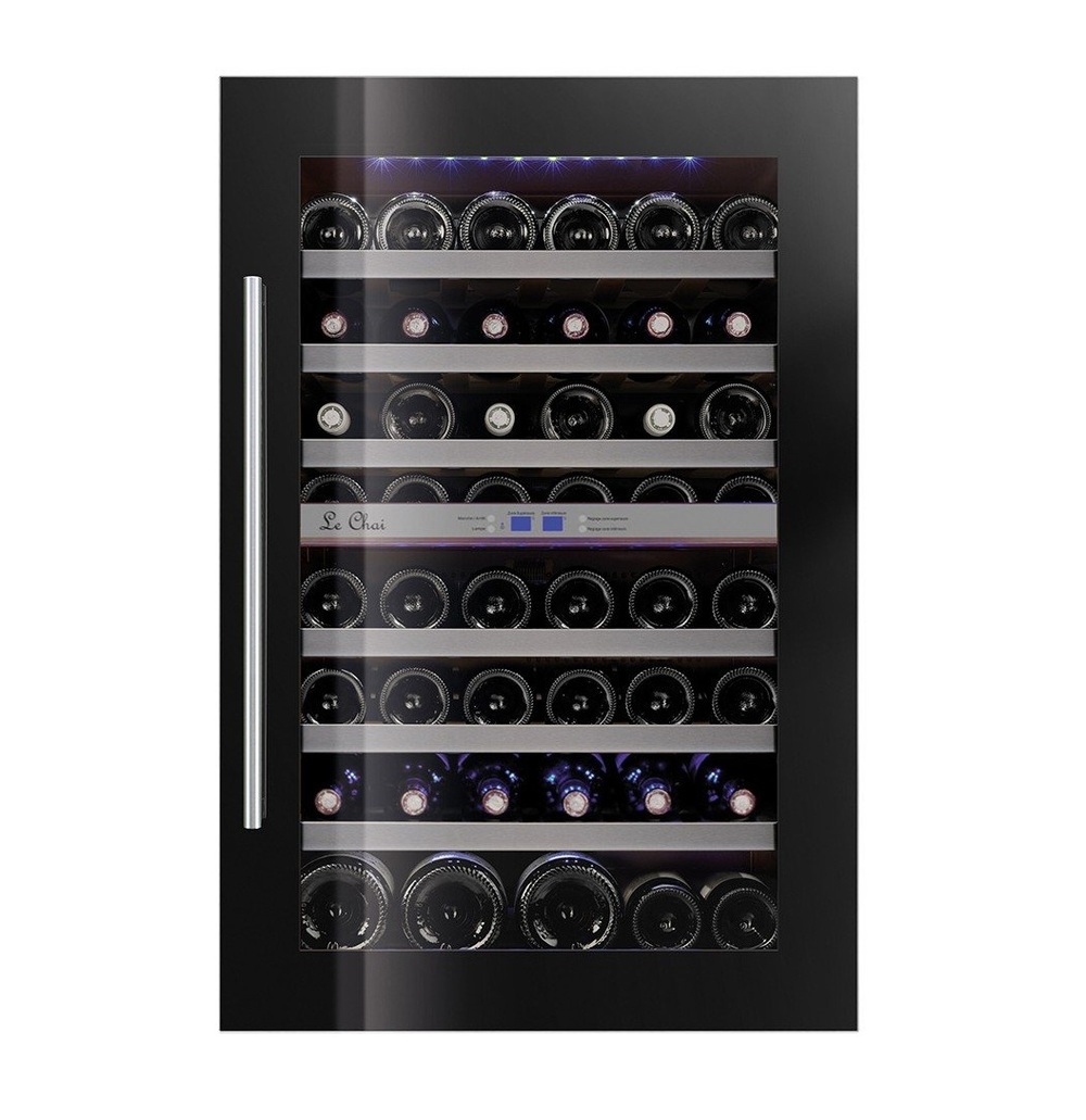 Vinoteca negra encastrable columna gama alta 44 botellas 2 zonas Le Chai LBN555 