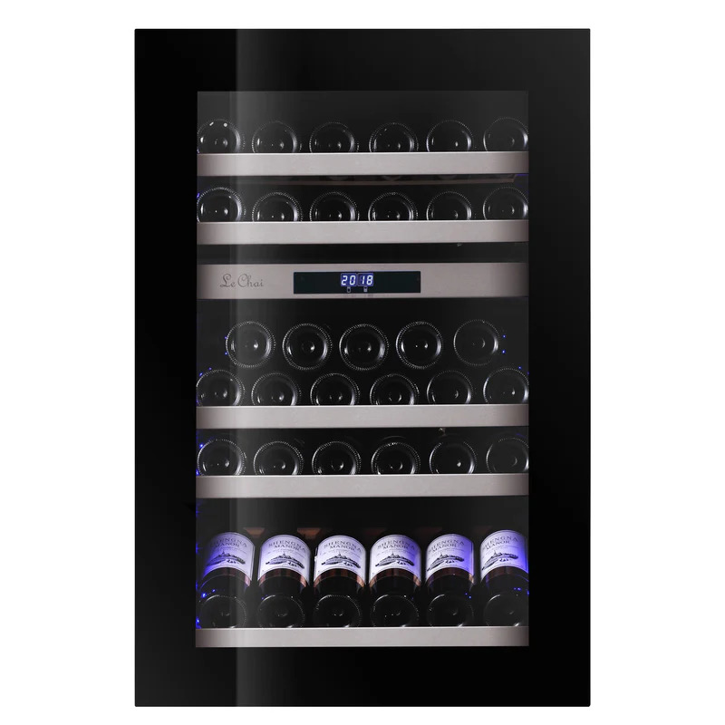 Vinoteca negra encastrable columna gama alta 46 botellas 2 zonas apertura push-pull Le Chai LBN460POV 