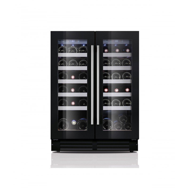 Vinoteca negra encastrable bajo encimera 2 puertas 38 botellas Le Chai LSBN380