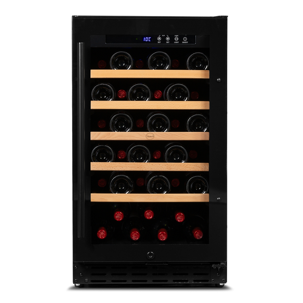 Vinoteca encastrable Negra 37 botellas Vinobox 40 GC 1T Full Glass Door