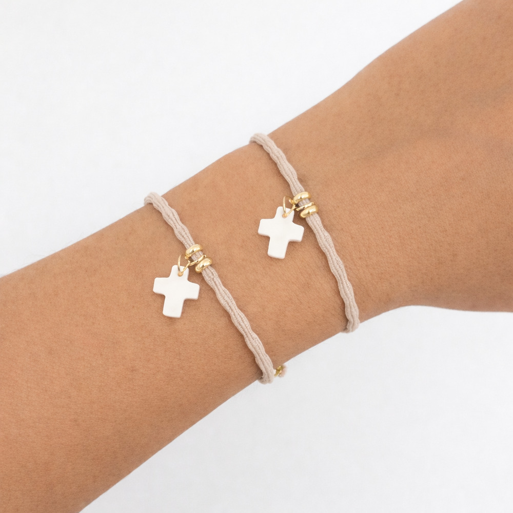 Pulsera Mor Beige Cruz