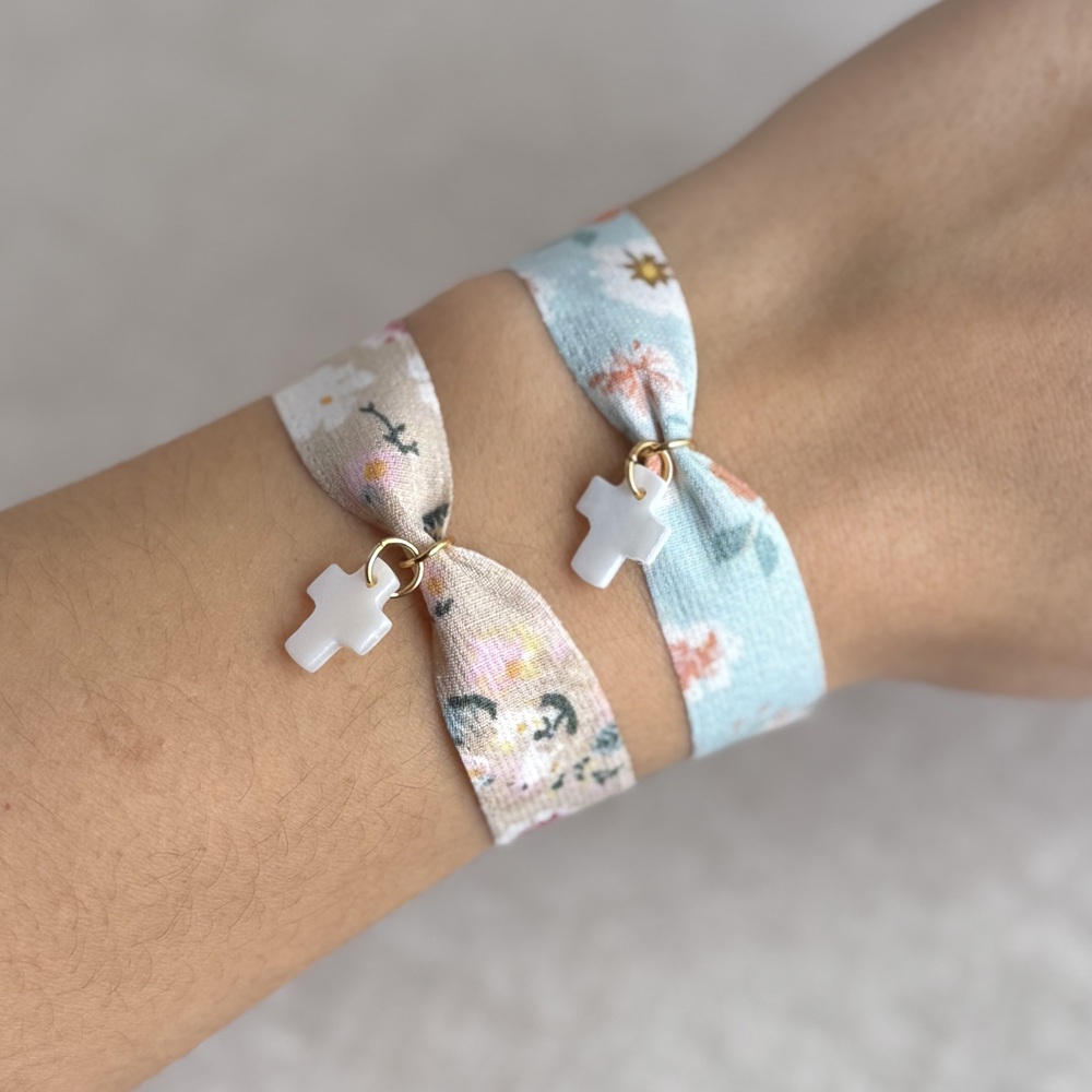 Pulsera tela liberty cruz simple 