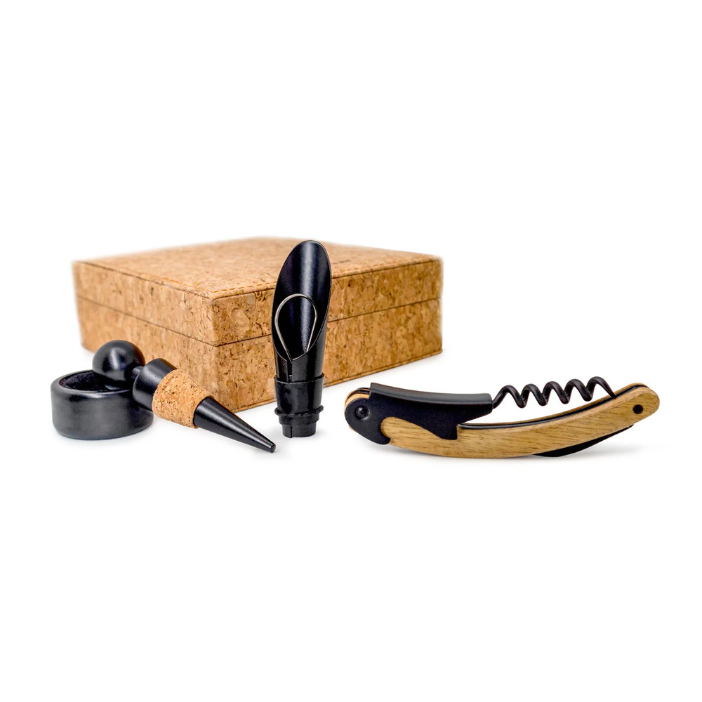 Set de Accesorios para Vino en Caja de Corcho Natural – Elegancia Eco