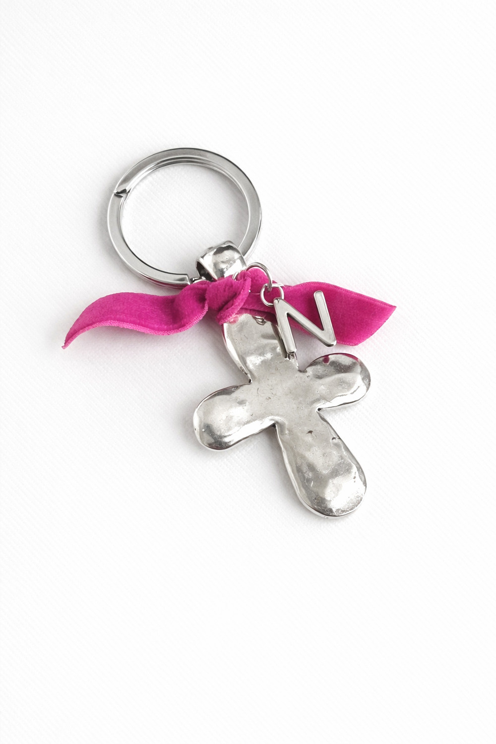 Llavero Cruz Metálica Lazo Inicial