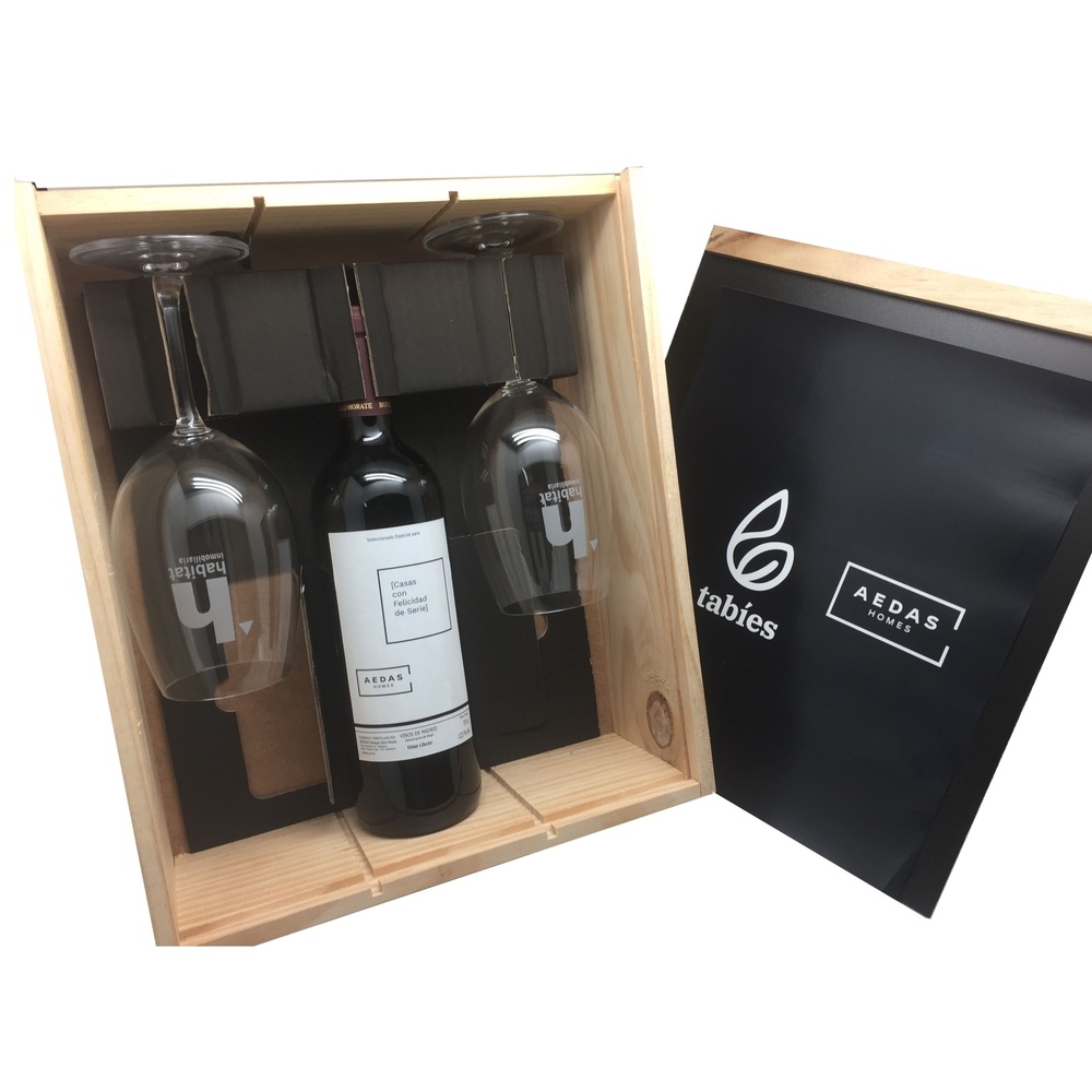 Estuche Protocol Gran Selección Royal – Madera con Copas y Botella de Vino - regalos de empresa