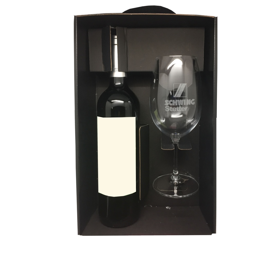Estuche vino Gran Selección Palace – Cartón Luxury con Copa y Vino DOC Rioja - regalos de empresa
