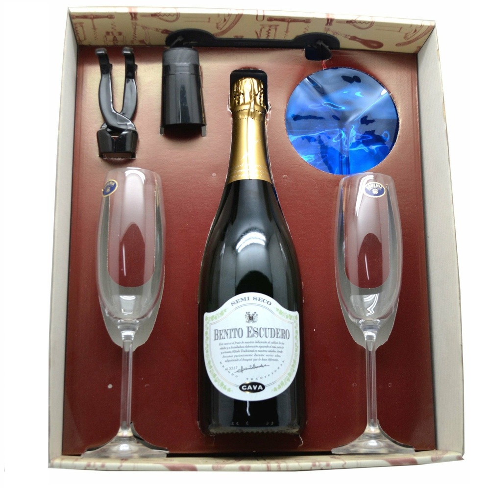 Estuche Set Cava Topacio Personalizado – Cava D.O. Rioja con Copas y Accesorios - regalos empresa